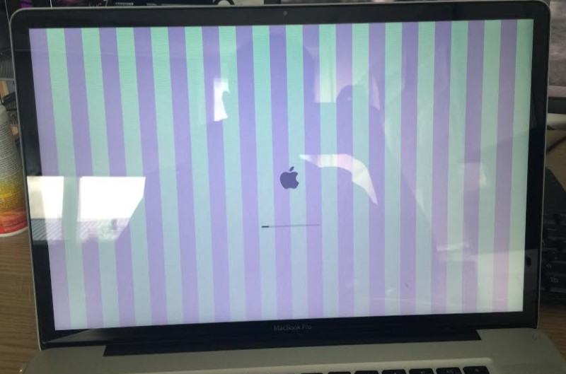 macbook pro repairs on video card failure showing vertical lines on screen