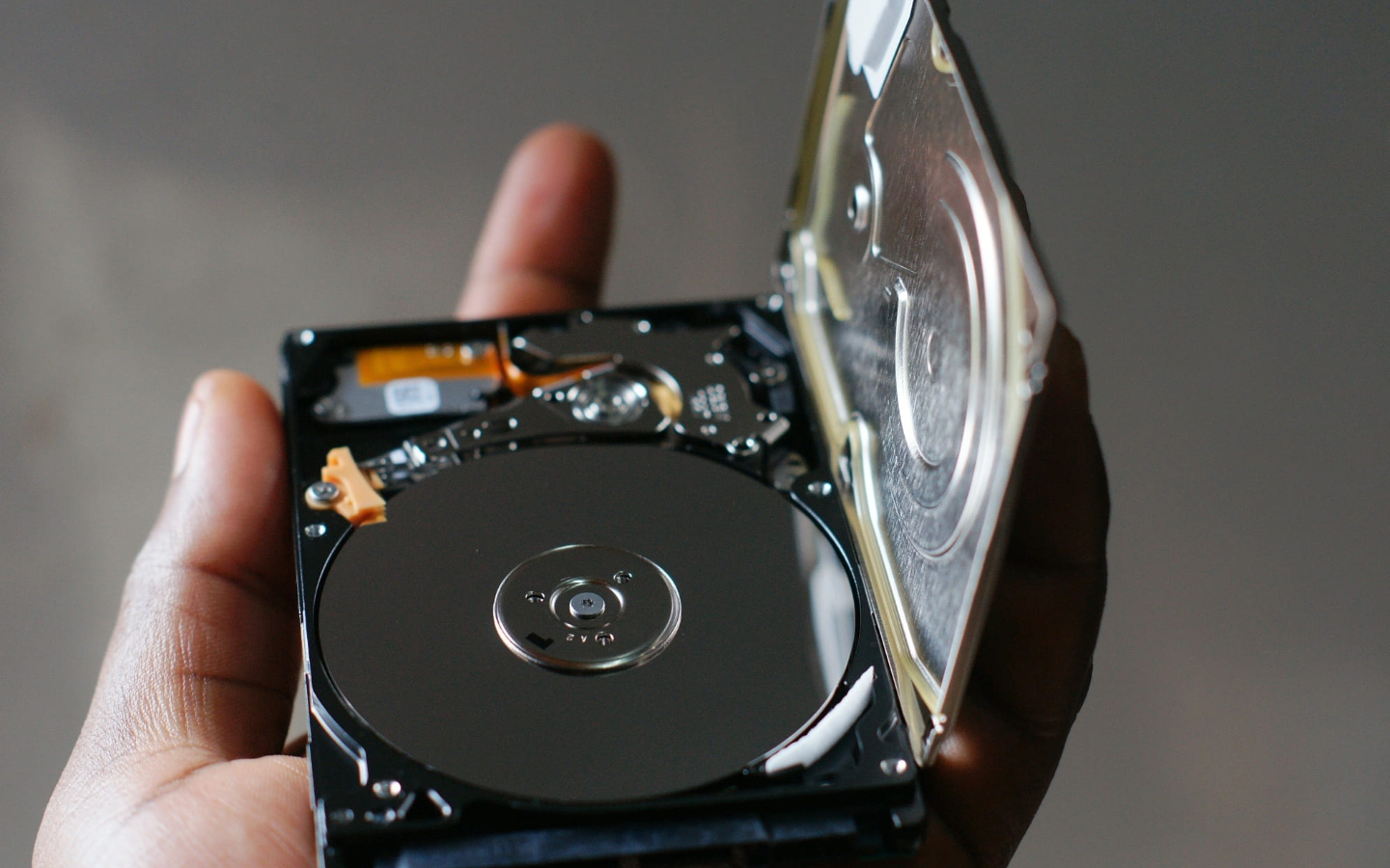 hard disk drive with case opened