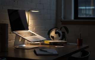 Macbook on laptop stand