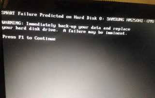 SMART failure predicted on hard drive error