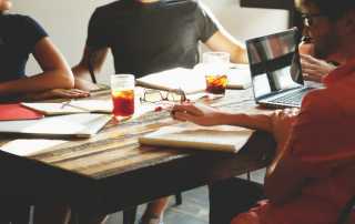 laptop in office meeting