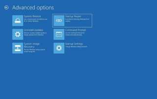 Windows startup repair options
