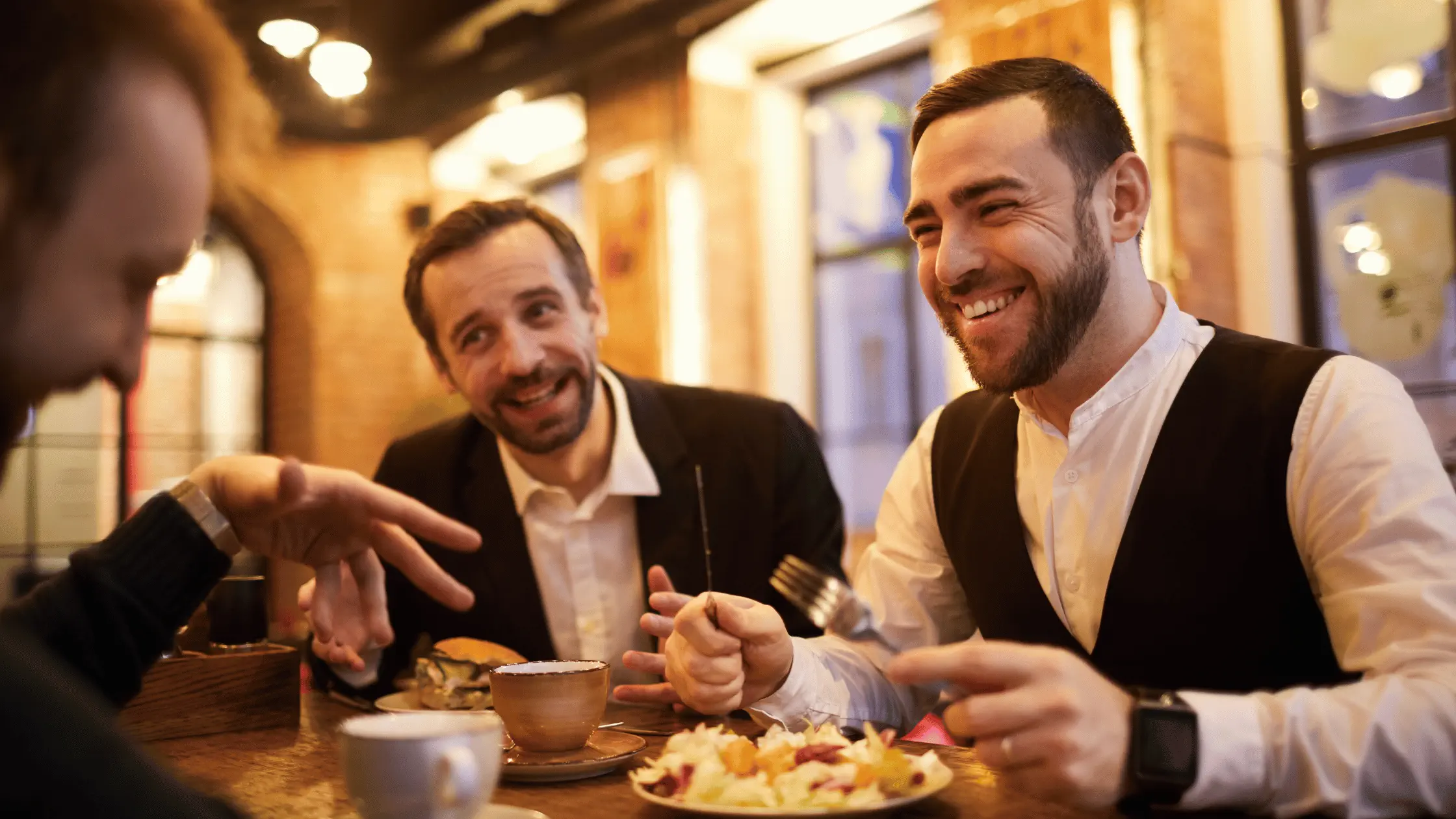 happy restaurant diners