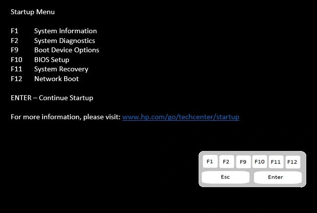 HP startup menu