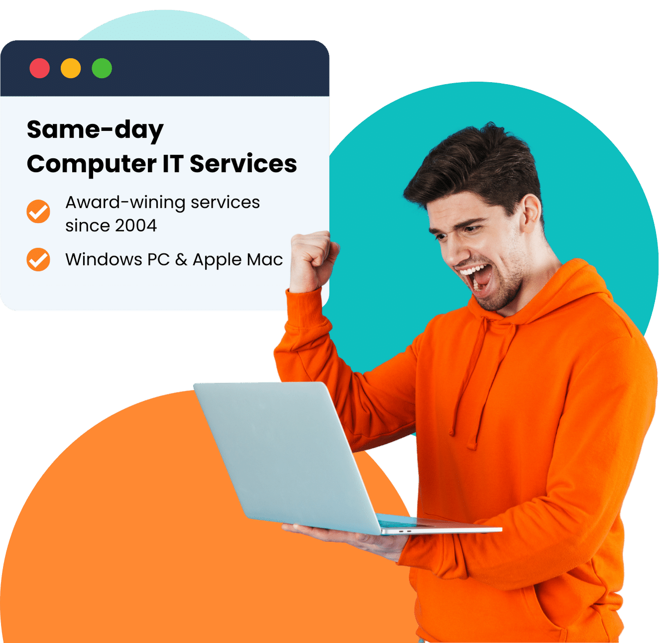 a man looking for same-day computer repairs it services on his laptop
