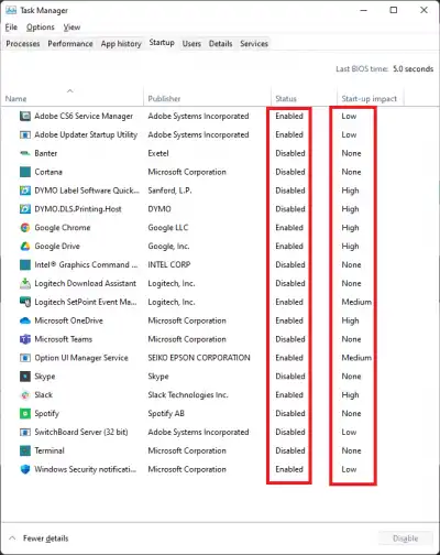 startup apps slow down computer