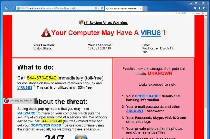 virus popup warnings