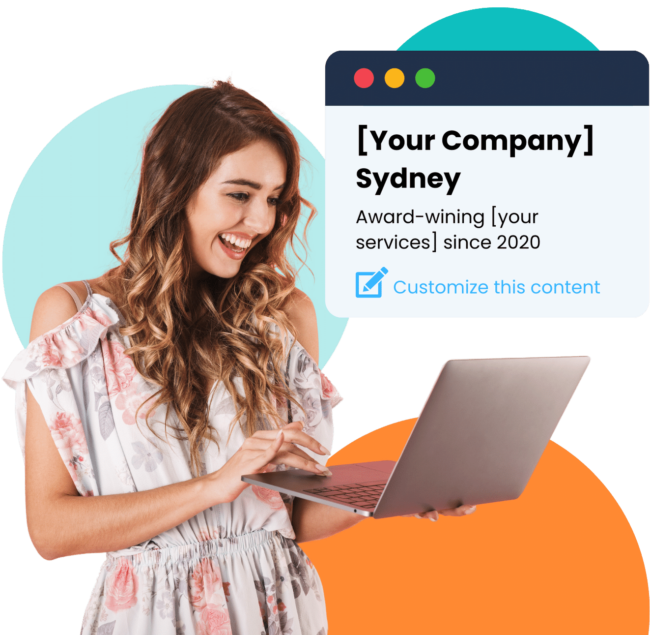 woman using seo agency, content marketing creator to rank her business on google